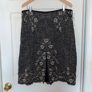 DKNY Floral Wool A-Line Skirt